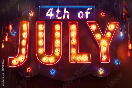 Patriotic vintage sign. Patriotic retro sign. 4th of july retro sign. 4th of july billboard sign. Retro vegas sign. Colorful patriotic retro sign. 