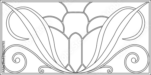 vector illustration, sketch design, drawing of a classic vintage European model of old iron fence railing