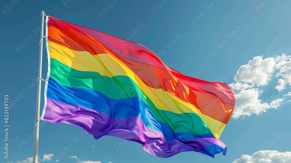 Rainbow Colored Flag Flying in the Sky Rainbow Colored Flag Flying in the Sky
