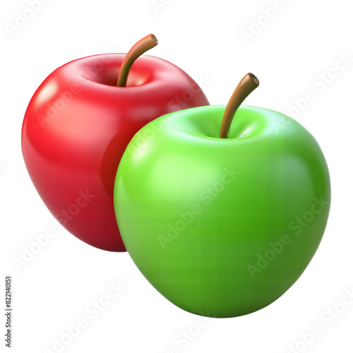 Red apple and Green apple 3D Icon