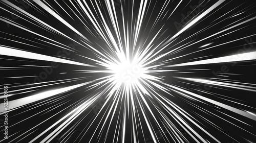 Abstract comic book flash explosion radial lines on transparent background ,illustration superhero design ,Bright black light strip burst ,Flash ray blast glow ,Speed lines Manga frame