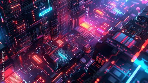 Cyberpunk circuit board background for technology or sci-fi themed designs