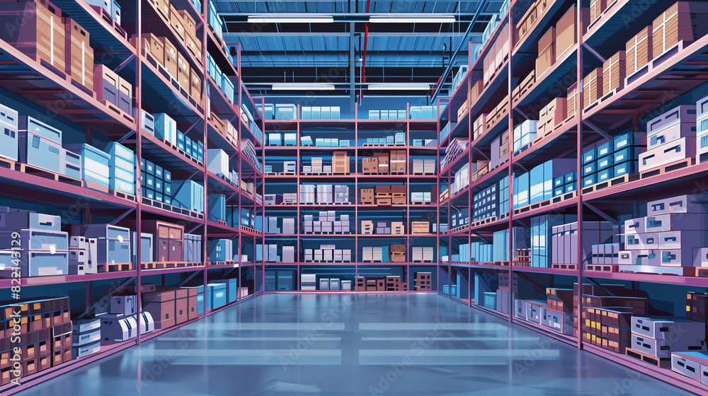 shelves in a warehouse shelves in a warehouse