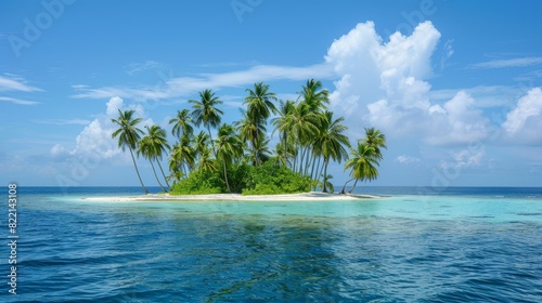 Tropical Island With Palm Trees in the Ocean