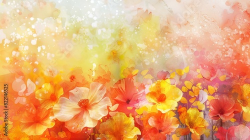 Yellow and Red Flowers on White Background