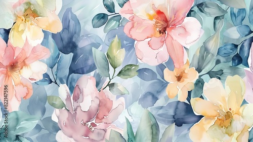 Pink and Yellow Flowers Watercolor Painting