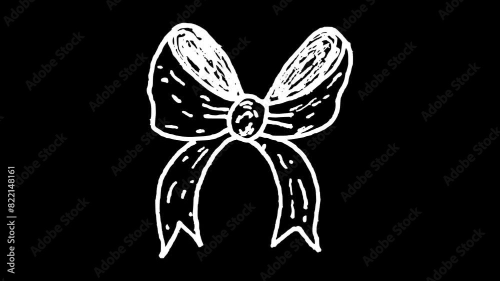 White wiggly hand drawn ribbon bow tie doodle animation 5 White wiggly hand drawn ribbon bow tie doodle animation 5