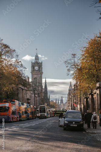 Busy Princes Street with Balmoral Clock Tower
