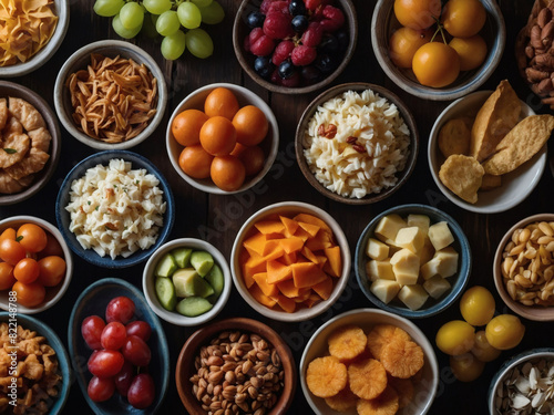 Top View of a Selection of Wholesome Foods