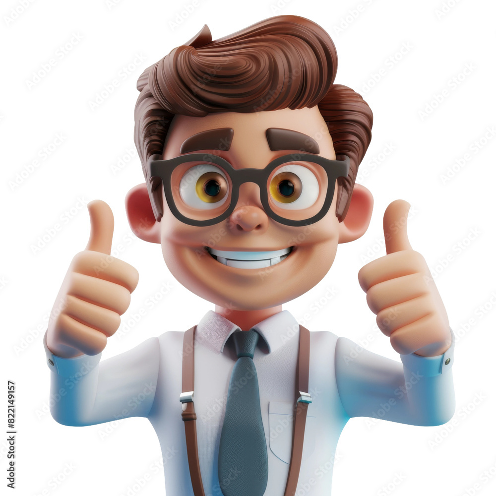 Smiling Accountant in Glasses and Tie Giving Thumbs Up Smiling Accountant in Glasses and Tie Giving Thumbs Up