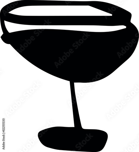 dessin de verre de vin abstrait en encre noire