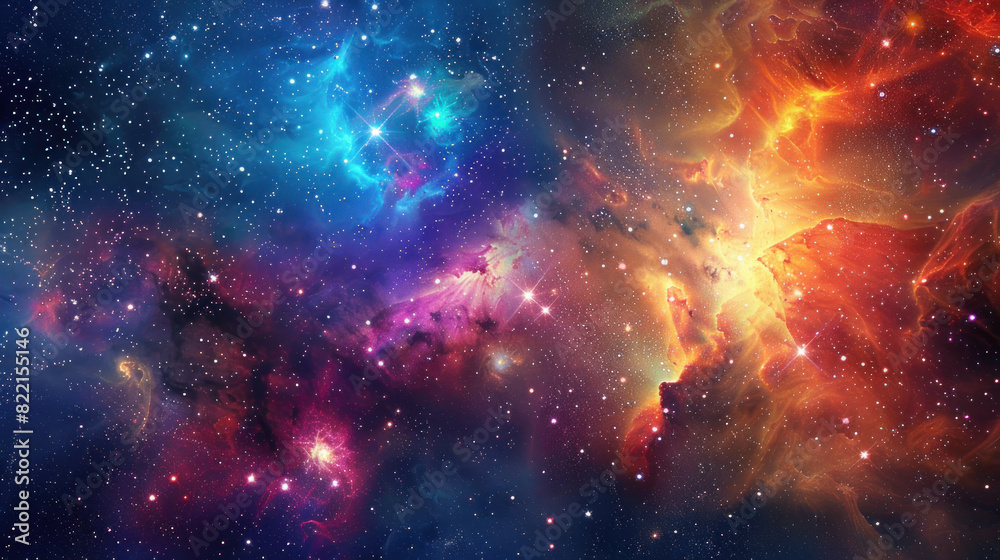 Fototapeta premium A cosmic nebula background, with swirling colors and sparkling stars, capturing the ethereal beauty of outer space.