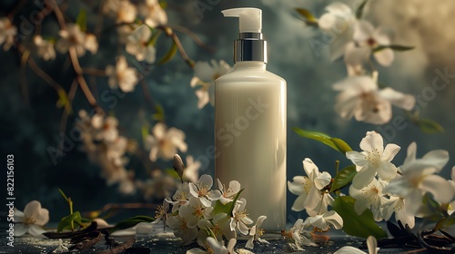 An elegant bottle of jasmine and vanilla body lotion