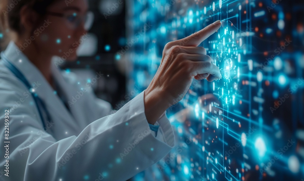 Doctor using advanced medical hologram technology data generative ai art Doctor using advanced medical hologram technology data generative ai art
