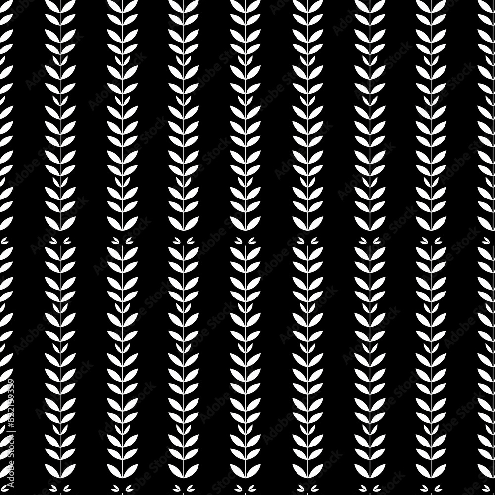 Minimalistic seamless pattern with white leaves on a black background, creating a modern and elegant design for stylish decoration Minimalistic seamless pattern with white leaves on a black background, creating a modern and elegant design for stylish decoration