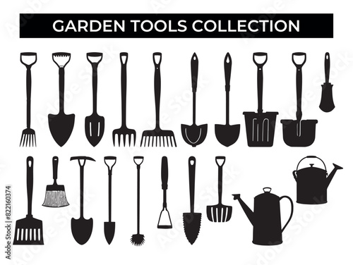Collection of Garden Tools Silhouettes