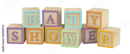 Colorful transparent letter blocks baby shower