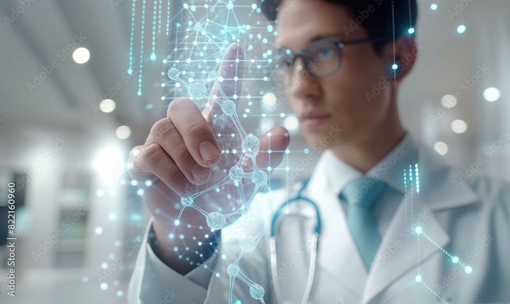Doctor using advanced medical hologram technology data generative ai art Doctor using advanced medical hologram technology data generative ai art