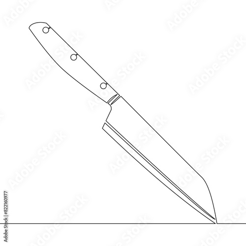 Continuous one single line drawing Kitchen knife icon vector illustration concept