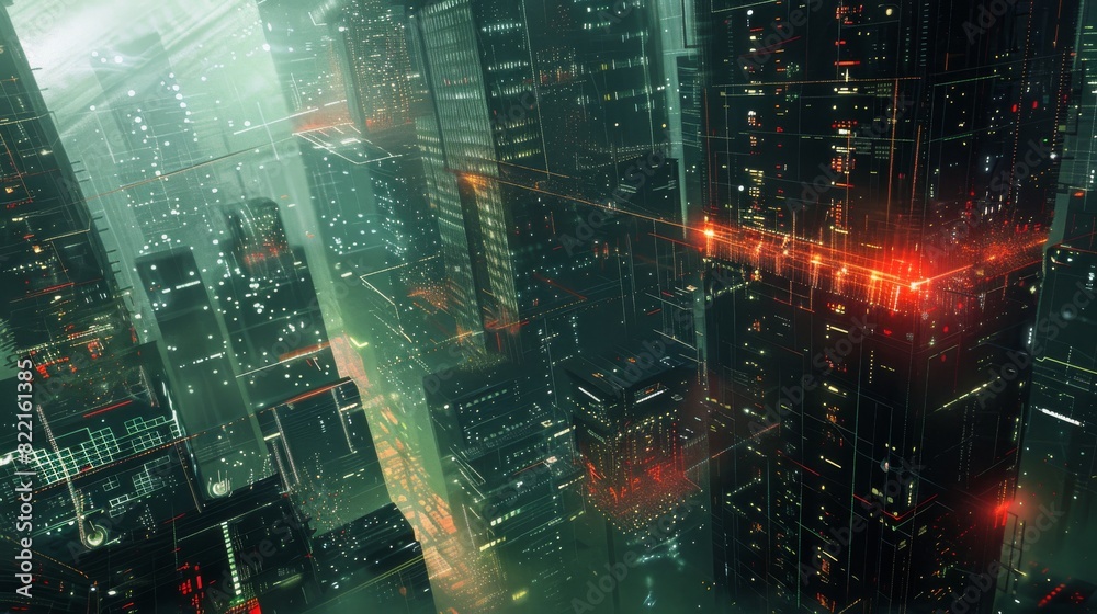 Futuristic city with neon lights for cyberpunk or science fiction projects