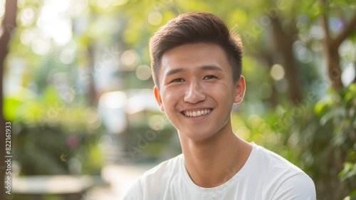 18 year old male Thai-Chinese Short Hair Smiling