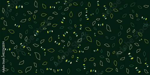 Leaf outline pattern with dark green background, suitable for nature themed designs, green energy concepts, botanical illustrations, or eco friendly marketing materials