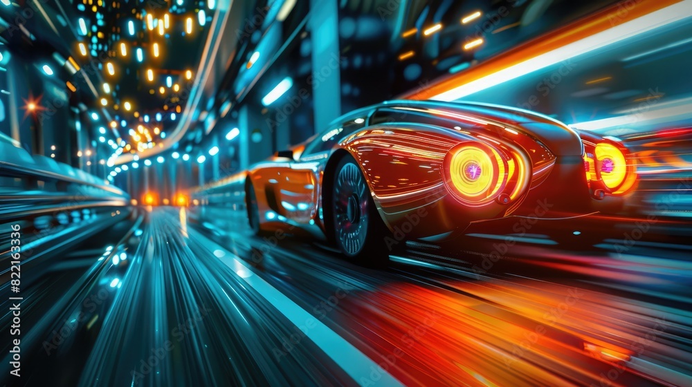 Sports car on the move: an elegant automobile speeding down the road, blending luxury with performance for an unmatched driving experience. Sports car on the move: an elegant automobile speeding down the road, blending luxury with performance for an unmatched driving experience.