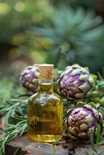 artichoke essential oil. Selective focus photo