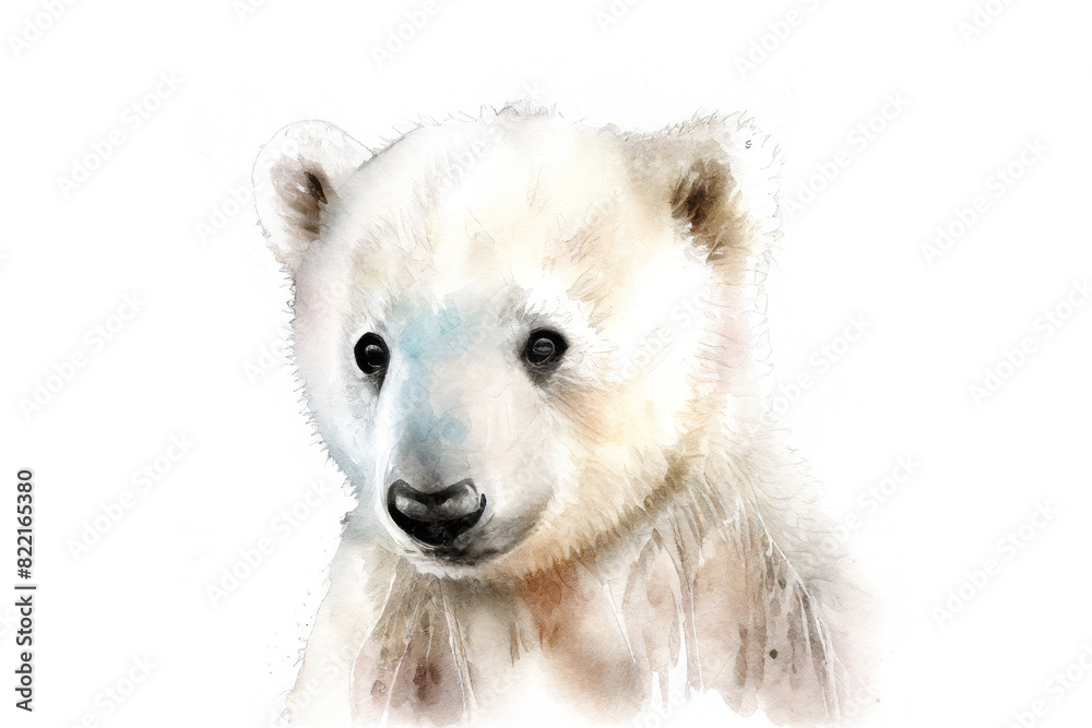 Polar bear baby portrait. Generative AI Polar bear baby portrait. Generative AI