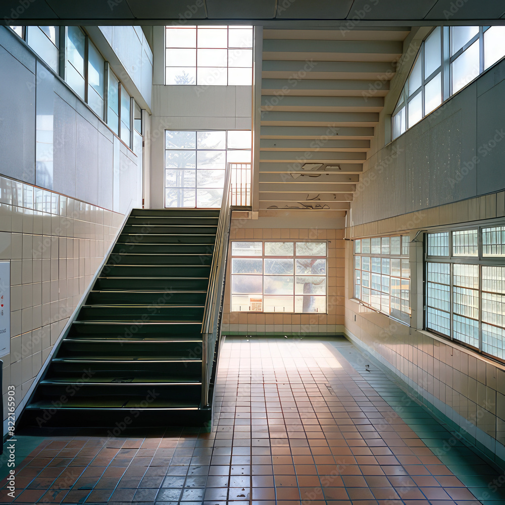 Obraz premium Minimalistic school hallway interior with copyspace