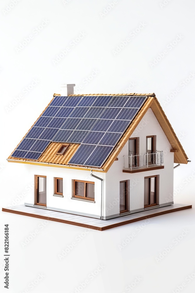 Fototapeta premium House covered in solar panels, house with solar panels on the roof.