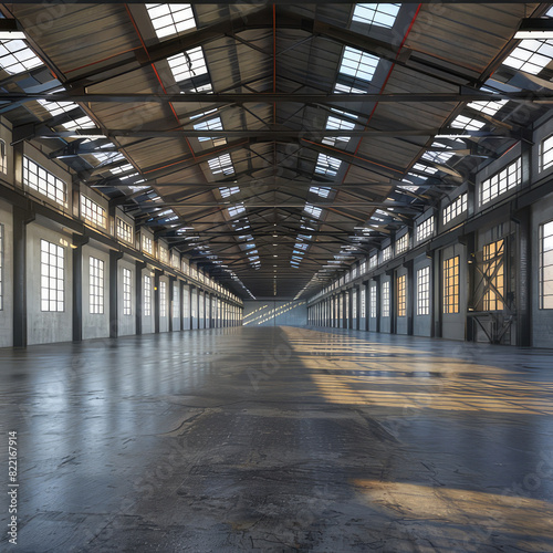 Huge distribution warehouse with high shelves 