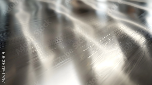Close-Up on the Shimmering Surface of Zinc Plated Metal in Light Reflection photo