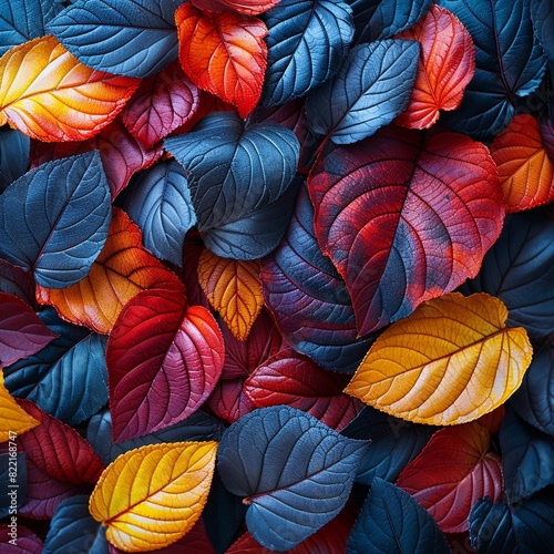 colorful tropical leafs background, top view