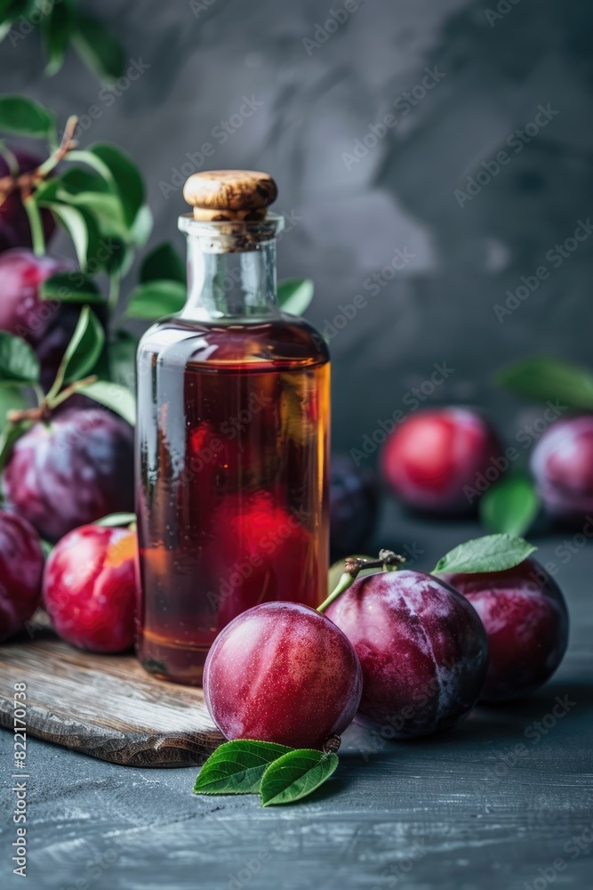 plum essential oil. Selective focus