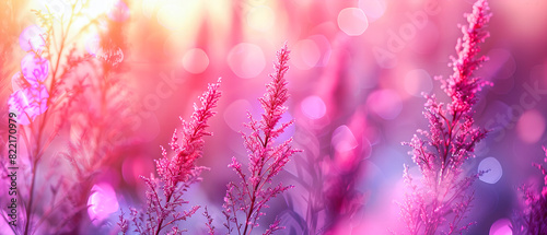 Soft Floral Beauty in the Wild, Delicate Purple Flowers Bloom in a Lush Green Meadow