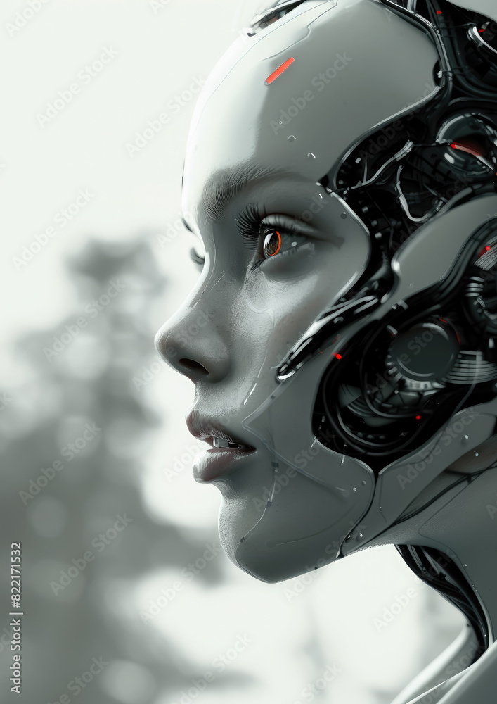 cybernetic girl robot on white background, female android, future, mask, cyborg, robotic technology, scientific, science fiction, futurism, face, portrait, eyes, artificial, virtual reality, character cybernetic girl robot on white background, female android, future, mask, cyborg, robotic technology, scientific, science fiction, futurism, face, portrait, eyes, artificial, virtual reality, character