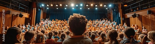 Picture participating in a school play or musical, rehearsing and performing for an audience photo