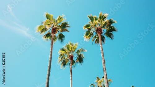 Palm trees against blue sky © usman