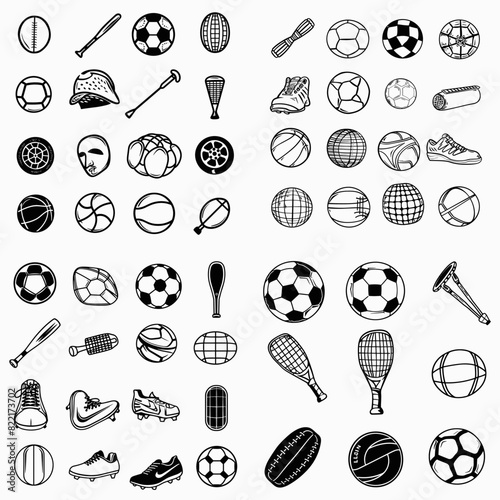 series of icons or design elements relating to sports. 
