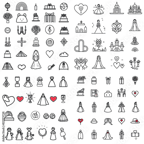 wedding icons set. Simple style of bride icons for web isolated on white background