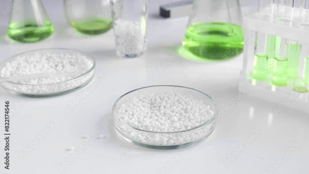 Close-up of glass flasks for chemical experiments against the background of other laboratory glassware. Close-up of glass flasks for chemical experiments against the background of other laboratory glassware.