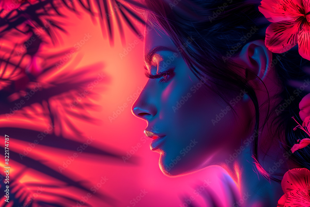 A woman with long dark hair and red lips is the main focus of the image A woman with long dark hair and red lips is the main focus of the image