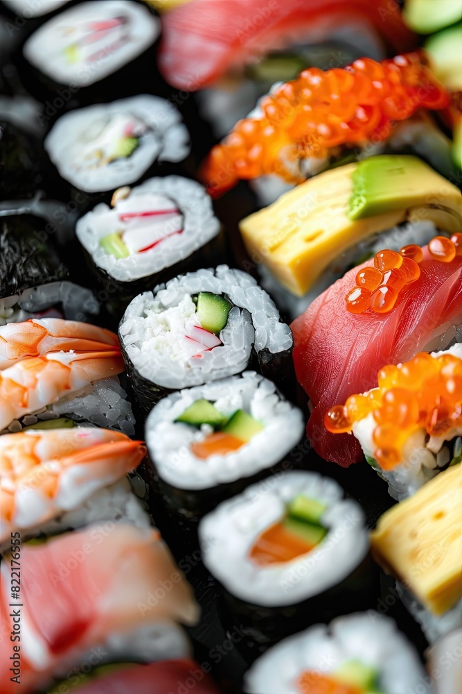 close up of sushi and rolls. Selective focus close up of sushi and rolls. Selective focus