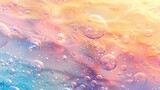 A seamless pattern of oil bubbles on water, arranged in a harmonious and balanced design. The background features a soft gradient, enhancing the bubbles' transparency and creating a calming and
