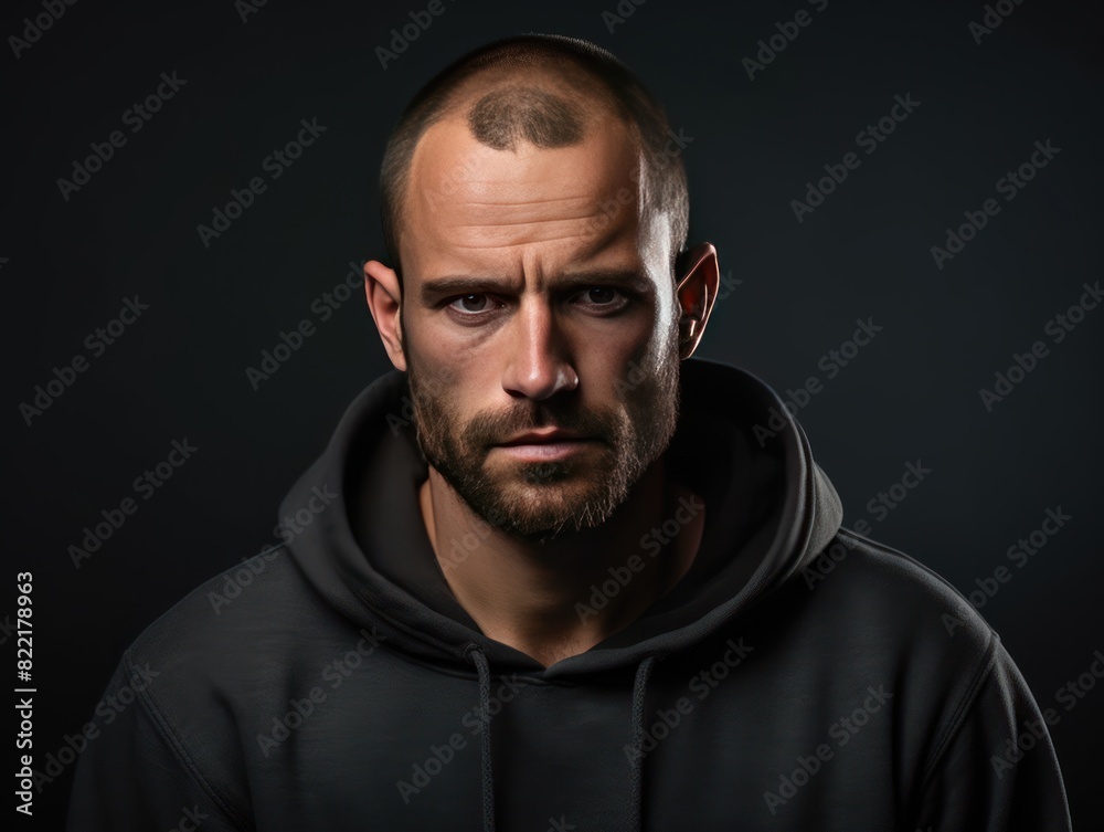 Black background sad european white man realistic person portrait of young beautiful bad mood expression man Isolated on Background depression anxiety fear burn out health issue problem mental 