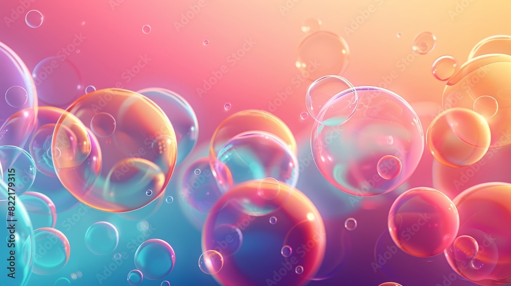 An abstract oil bubble illustration featuring bubbles of different sizes and colors. The design uses a gradient background to enhance the bubbles' transparency and create a sense of depth.
