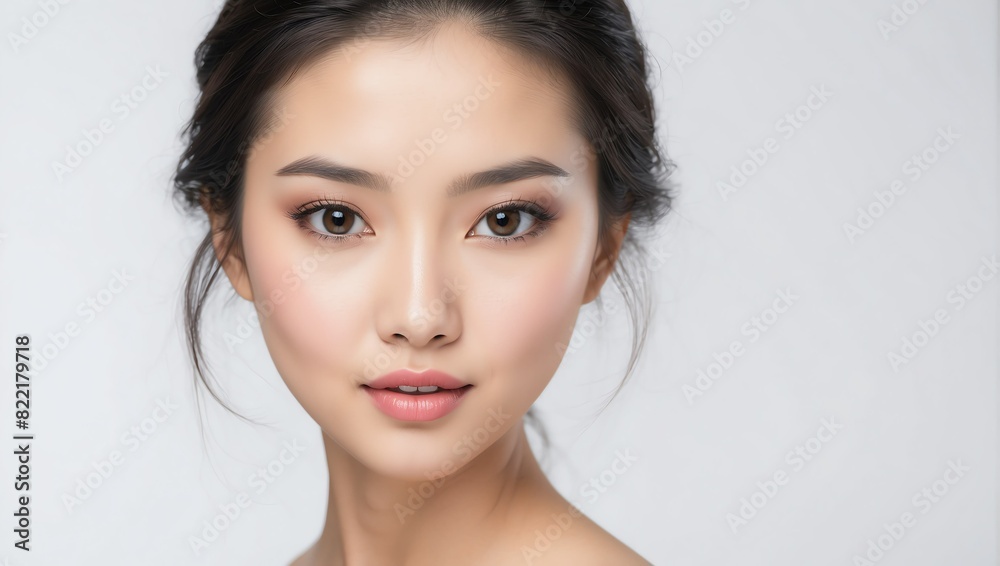 headshot of asian beautiful woman model on plain white background studio from Generative AI headshot of asian beautiful woman model on plain white background studio from Generative AI