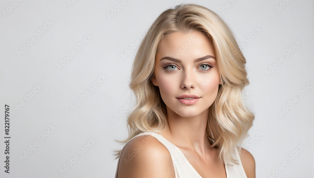 © Arceli - headshot of blonde beautiful woman model on plain white background studio from Generative AI © Arceli - headshot of blonde beautiful woman model on plain white background studio from Generative AI