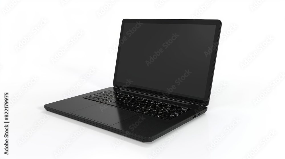 Laptop isolated on white background. Laptop with empty space and angled screen. Laptop isolated on white background. Laptop with empty space and angled screen.